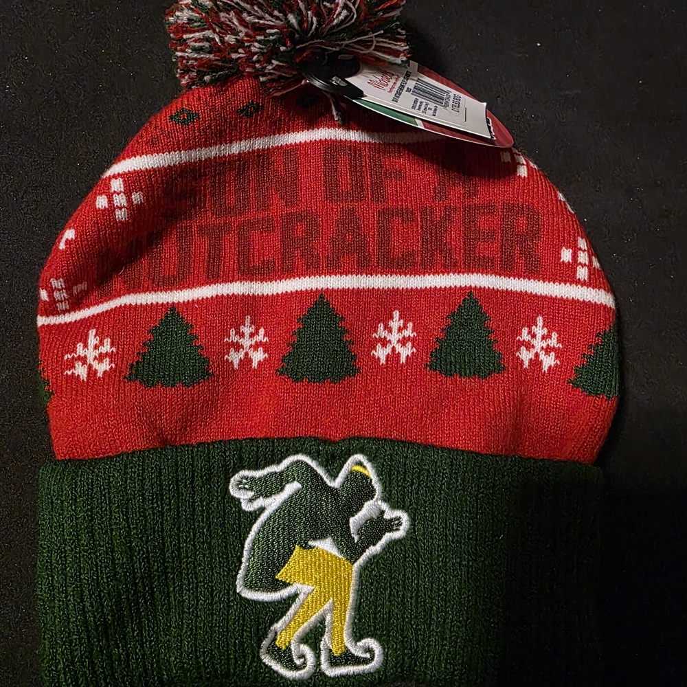 Bioworld Red & Green Nutcracker Pom Knit Beanie for Kids